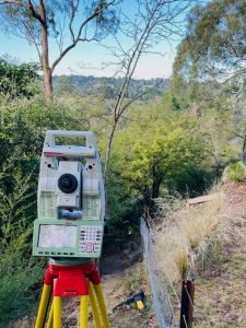 Licensed surveyor completing boundary re-establishment survey in Melbourne